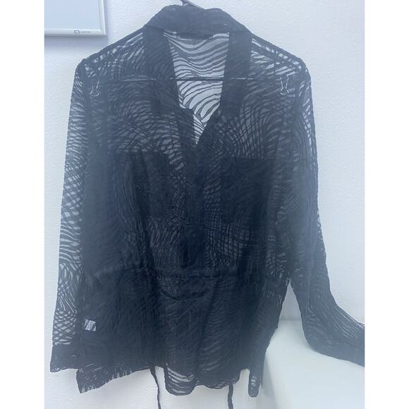 Bamboo Traders Women’s Black Sheer Button Up Top Pockets Long Sleeve Size Large - Picture 3 of 3